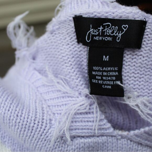 Just Polly Bloom Lavender Long Sleeves Cropped Sweater - Picture 3 of 7